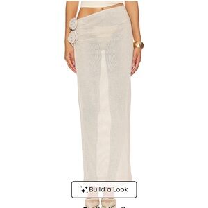 Lioness Cream Maxi Skirt with Floral Detail